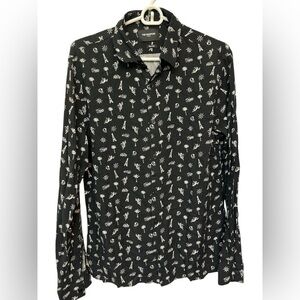 The Kooples Black Crazy Cartoon Slim Fit Shirt NWOT